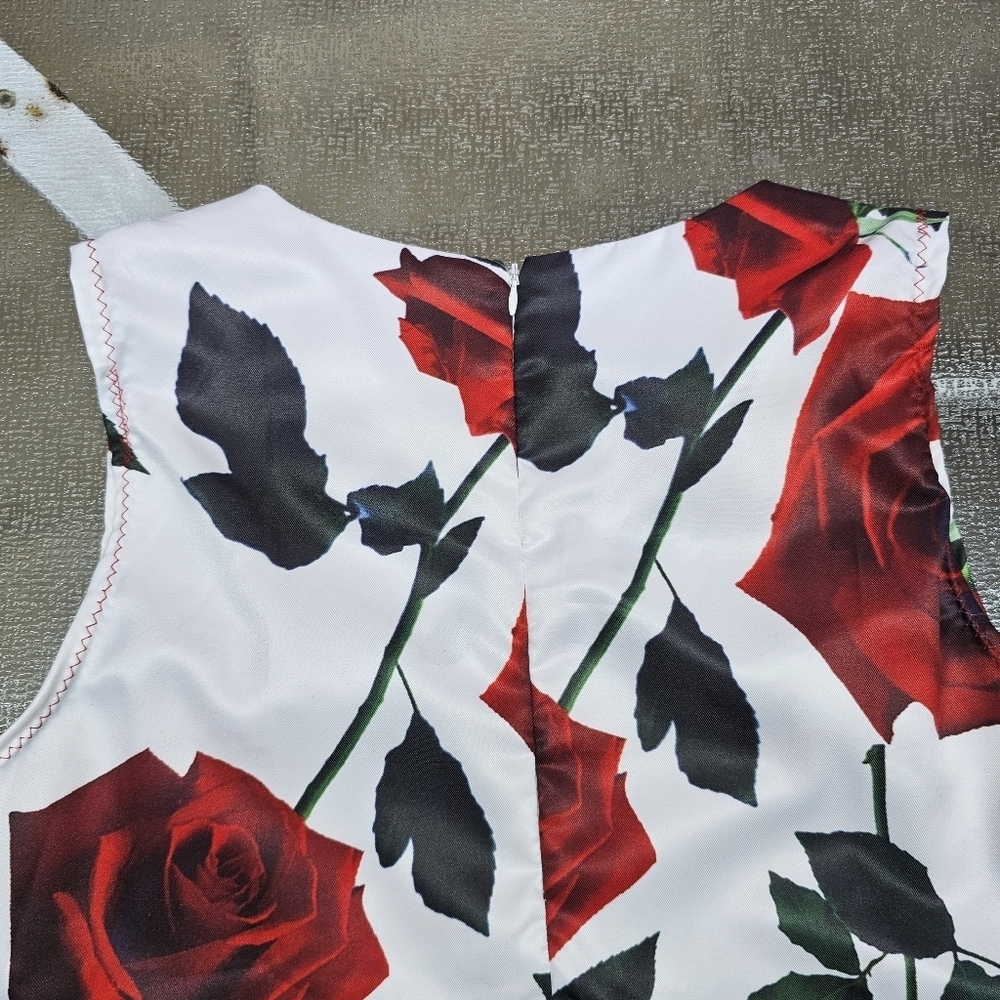 Rose Print Sleeveless Dress L Floral, Romantic, Elegant, Summer Chic - Picture 8 of 9